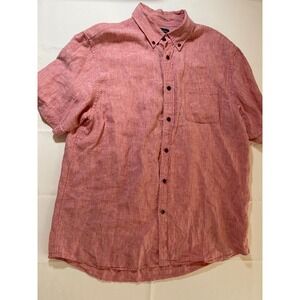 Lot of 4 Lands End Soft Linen Short Sleeve Shirt‎ Button up Camp Shirt sz Large